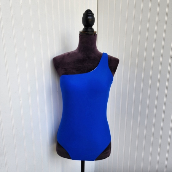 One Piece Swimsuit One Shoulder Royal Blue Women's Sz M Sw2 - Picture 2 of 13